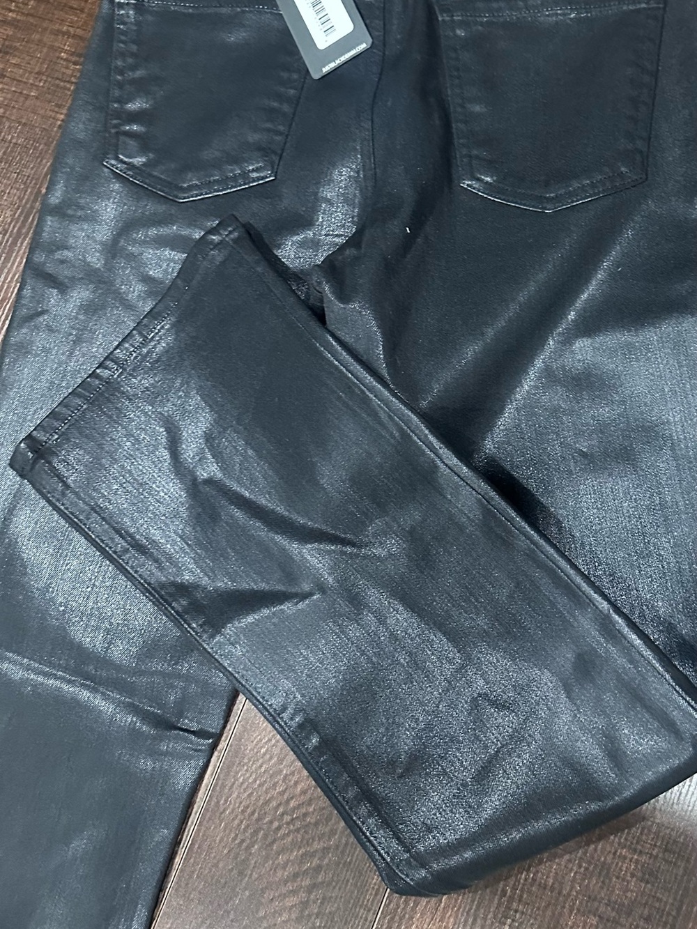 Just Black Coated Black Slim Cropped Bootcut Pants